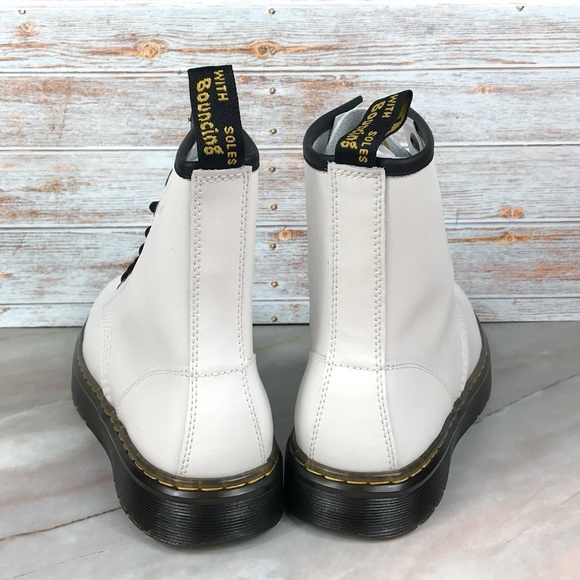NEW Dr Martens Zavala Combat Boots White Leather - Picture 5 of 9